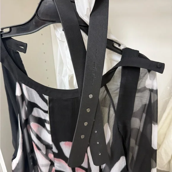 Halston Heritage Black and White Sheer Sleeve Dress - Picture 4 of 6